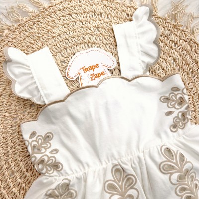 Vestido em Lese de Plantinhas - Off White